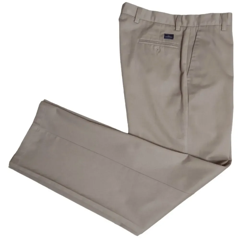 DOCKERS Mens Khaki Classic Fit Pants Size 34 Flat Front Cotton Work Trousers
